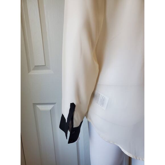 Guess Button Down Size S Sheer Blouse Office Chic Business Casual Holiday Party - Picture 7 of 11